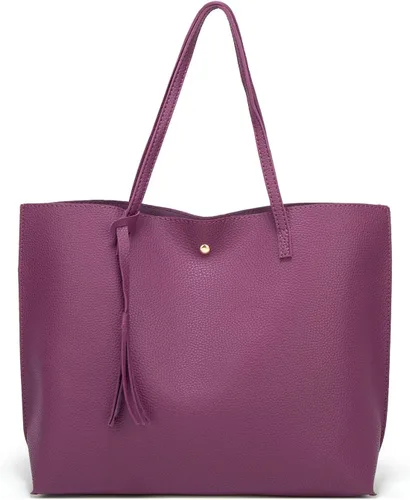 Vista 44 de Dreubea - Bolsa de hombro y de mano de piel sintética suave para mujer, con borla, de gran capacidad