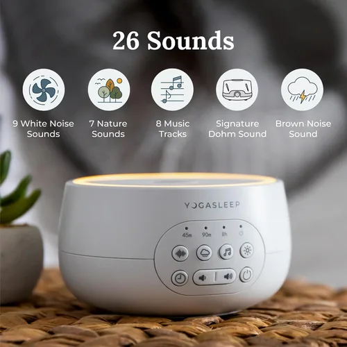 Vista 3 de Yogasleep Dreamcenter - Máquina de ruido blanco multisonido con luz nocturna, temporizador de sueño, 26 sonidos relajantes para viajes, cancelación