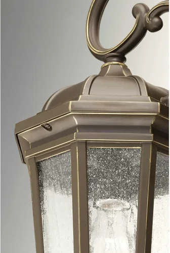 Vista 5 de Progress Lighting Verdae Collection - Farol de pared grande tradicional de cristal transparente con 3 luces, para exteriores, bronce antiguo