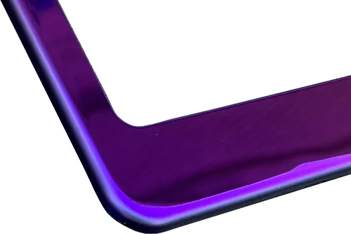 Vista 7 de Marco de matrícula con espejo cromado morado T304 de acero inoxidable + tapas de rosca de metal