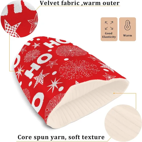Vista 3 de Ho Red Stars Christmas Beanie for Women Men Warm Cap Soft Beanies Reversible Crochet Hats for Y2k Winter Fall