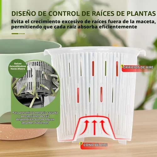 Vista 3 de Macetas de orquídeas de riego automático para plantas de interior, macetas para orqudeas de 5.8 pulgadas, macetas para plantas de interior con Verde