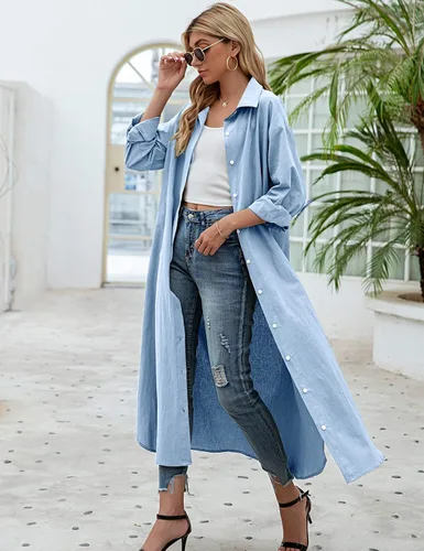 Vista 4 de Sopliagon - Vestido de algodón y lino para mujer estilo casual suelto vestido largo