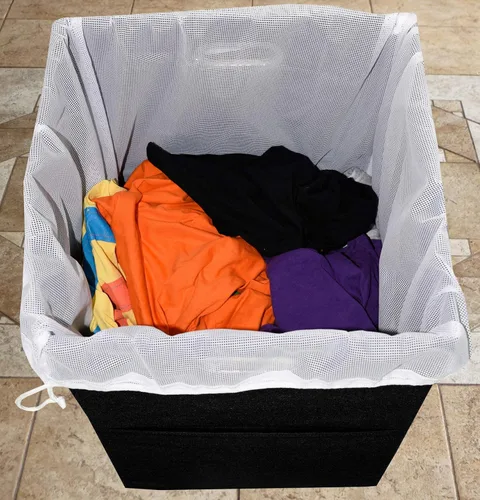 Vista 3 de Cesta de lavandería plegable grande con bolsa de lavandería, tela duradera de alta calidad, tabla de plástico, tamaño extragrande, cesta de ropa