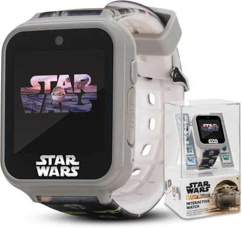 Vista 5 de Star Wars - Reloj inteligente interactivo para niños con 10 caras de reloj, cámara, juegos, alarma y contador de pasos, licencia oficial, se adapta