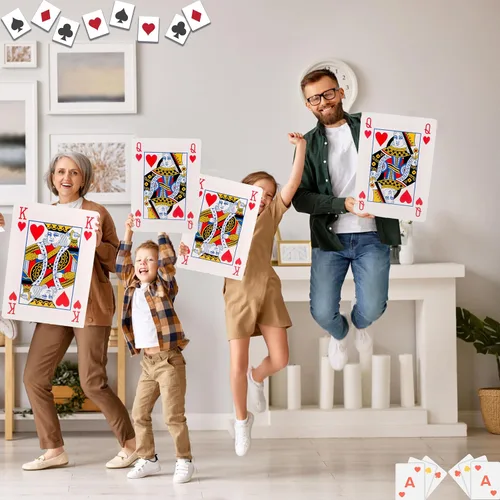 Vista 3 de 2 barajas de 8 x 11 pulgadas, cartas gigantes de póquer, tarjetas grandes de gran tamaño para niños, adultos, personas mayores, juegos de cartas