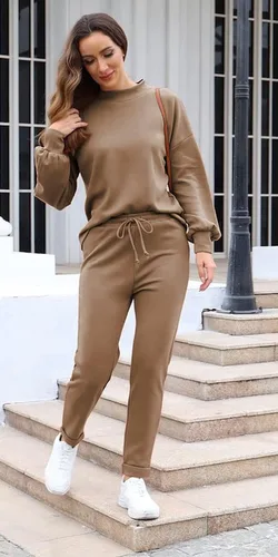 Vista 2 de ETCYY NEW Women's 2 Piece Lounge Sets Outfits Long Sleeve Sweatshirt and Sweatpants Sweatsuit