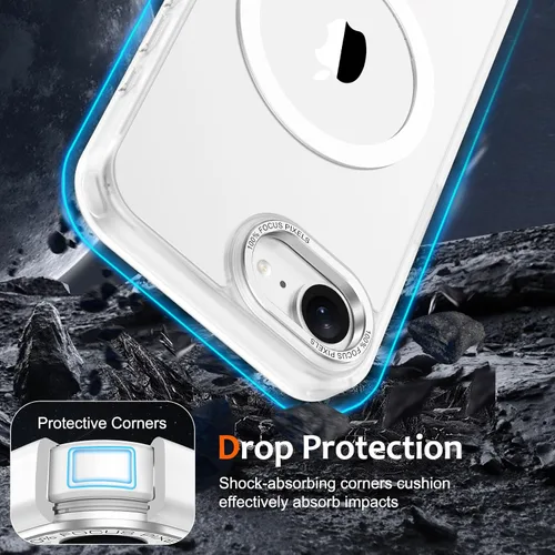 Vista 1225 de Anuck - Funda magnética para iPhone 11 compatible con MagSafe, carcasa trasera mate translúcida dura, borde de TPU, delgada, resistente a impactos
