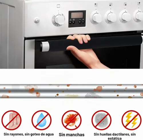 Vista 4 de 5 piezas de cubierta de manija de puerta de refrigerador, lavable para electrodomésticos de cocina, nevera, horno, microondas, lavavajillas Negro