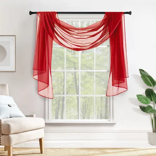 Vista 32 de MIULEE Cenefa Beige para Ventana para Fiesta - Cortina Transparente Cenefa Superior Tratamiento de Ventana Cortinas Decorativas para Arco de Boda