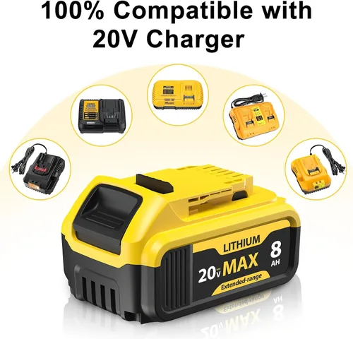 Vista 13 de Paquete de 4 baterías de iones de litio de 8000 mAh para batería Dewalt de 20 V Max, compatible con herramientas DCB200 DCB201 DCB204 DCB206 DCB207