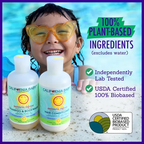 Vista 5 de California Baby Acondicionador de cabello Swimmers Defense 100% a base de plantas Hidratante después de nadar Acondicionador para enjuagar