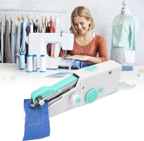 Vista 7 de Jeanoko Mini máquina de coser portátil, máquina de coser de mano, multiusos, máquina de coser portátil inalámbrica para principiantes, niños