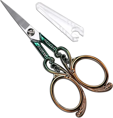 Vista 8 de YOUGUOM Tijeras de bordado, tijeras de costura de precisión pequeña, tijeras de detalle de punta afilada para manualidades, costura, corte de Oro