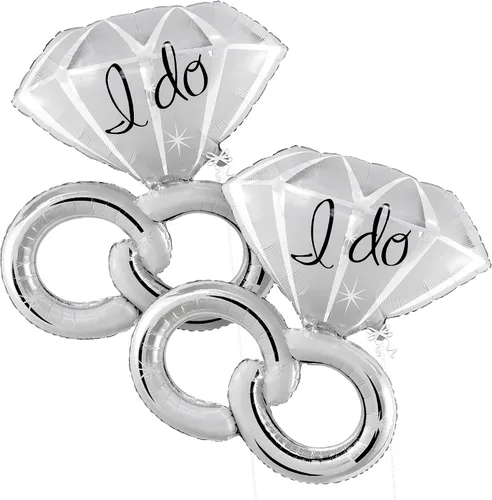 Vista 17 de KatchOn, Lindo Globo de Anillo de Diamante - Paquete de 4, 18 Pulgadas Decoraciones para Despedida de Soltera Globos de Anillo de Compromiso