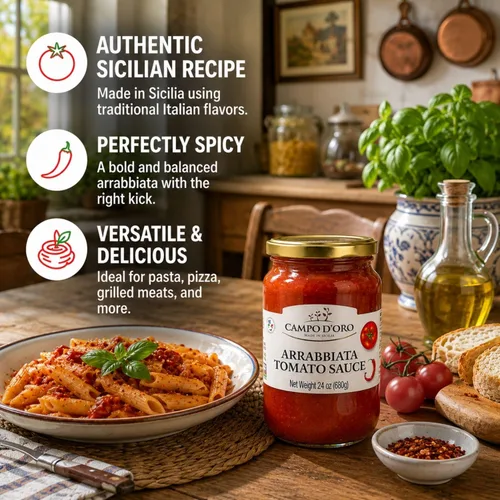 Vista 6 de CAMPO D'ORO - Salsa de tomate Arrabiatta 24 oz, salsa de pasta