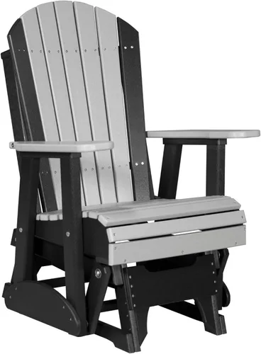 Vista 26 de LuxCraft Silla mecedora Adirondack de 2 pies, mecedora para patio al aire libre, balancín deslizante para exteriores (caoba antigua)