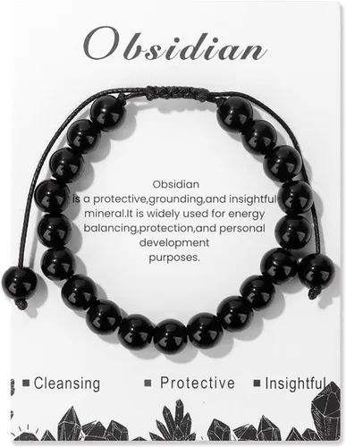 Vista 63 de Pulsera de cristal curativo para mujer de 0.315 in, pulsera de cuentas de cristal natural ajustable hecha a mano, joyería curativa, regalo