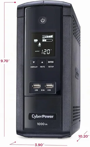 Vista 6 de Ordenador de escritorio brg1500avrlcd CyberPower, con salida ups, puertos avr, lcd, usb Negro