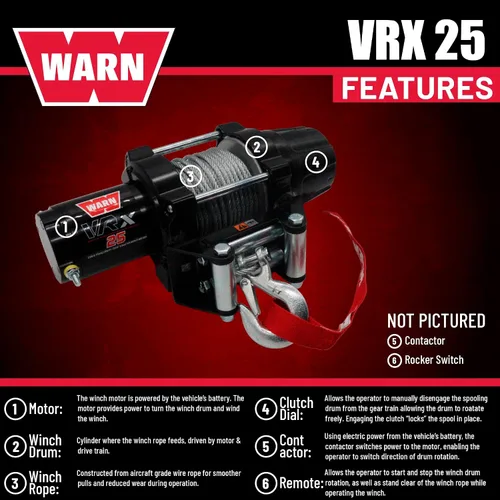 Vista 4 de WARN 101025 VRX 25 Powersports cabrestante con cable de acero