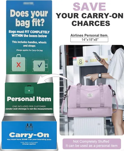 Vista 8 de Bolsa de viaje para mujer, bolsa deportiva para gimnasio, H-Negro