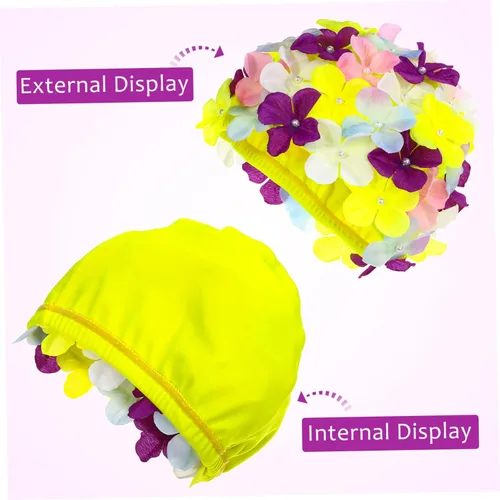 Vista 8 de VANZACK Gorros de ducha para mujer, gorro de natación con flores, gorro de natación floral, gorro de natación para mujer