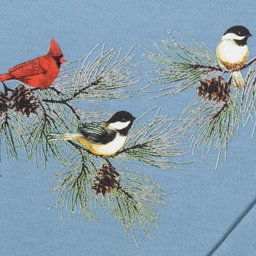 Vista 2 de Chickadees & Cardinal - Sudadera de manga larga con cuello redondo - Azul pizarra