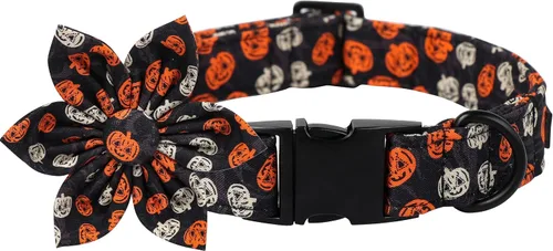 Vista 8 de Lionet Paws Collar de Halloween para perro, lindo collar de algodón ajustable para otoño con corbatín para perro pequeño, mediano y grande, regalo