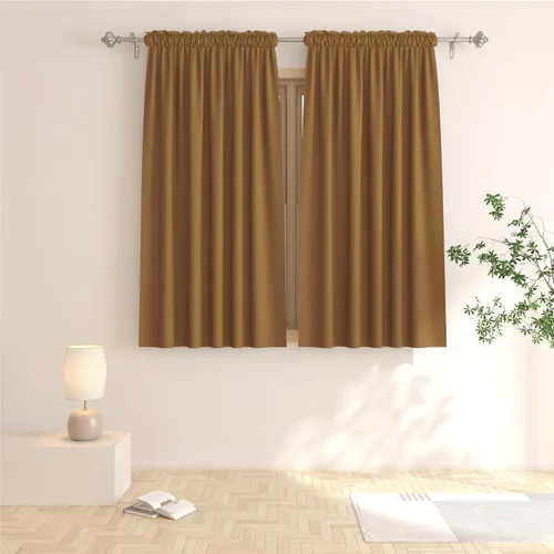 Vista 17 de UPOPO Cortinas beige de 45 pulgadas de largo para oscurecer la habitación, paneles de cortina para ventana, bolsillo para cortinero, cortinas