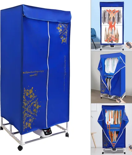 Vista 5 de Secadora de ropa eléctrica de 1500 W, secadora de viaje con 4 ruedas, 3 engranajes, secadora de ropa portátil con control remoto, máquina secadora