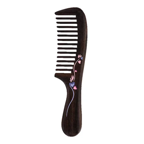 Vista 8 de TAN MUJIANG Peine para el cabello de madera natural antiestático (mariposa y loto)