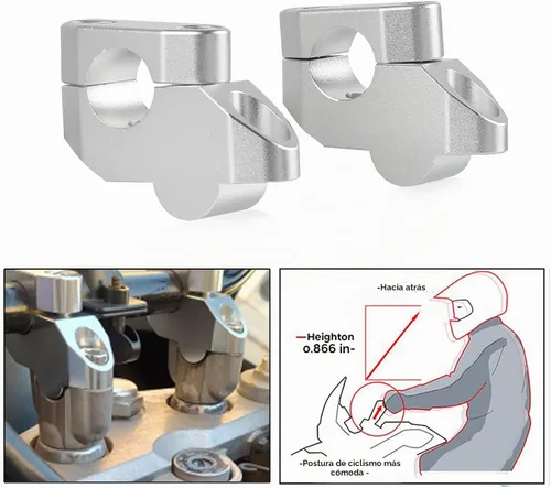 Vista 2 de Kit de elevadores de manillar de 7/8 pulgadas de 0.866 in, adaptador de abrazadera compatible con V-Strom Vstrom 250 2016-2018 V-Strom 650 DL650