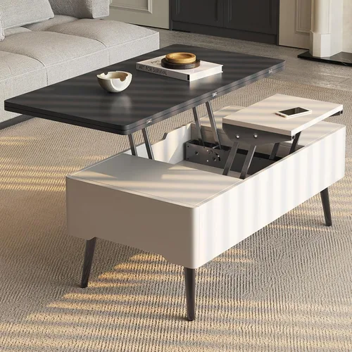 Vista 9 de HOTICKME Mesa auxiliar multifunción 3 en 1 con parte superior elevable, mesa auxiliar de 42.99 pulgadas que se convierte en mesa de comedor con 2