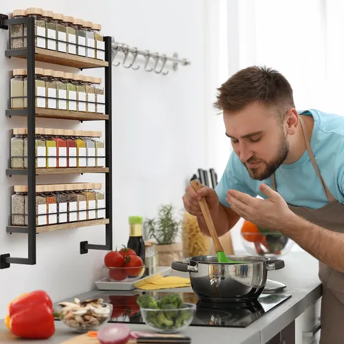 Vista 5 de ZICOTO Estante organizador de especias que ahorra espacio para montaje en pared, fácil de instalar, estantes colgantes modernos para hasta 56