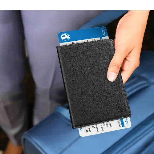 Vista 6 de Fintie - Funda para pasaporte, billetera de viaje delgada con bloqueo RFID, estuche para tarjetas, protector para pasaporte, elementos esenciales