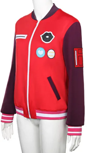 Vista 3 de FirstCos Wonder Egg Priority Kawai Rika - Sudadera con capucha para cosplay, diseño de girasoles rojos
