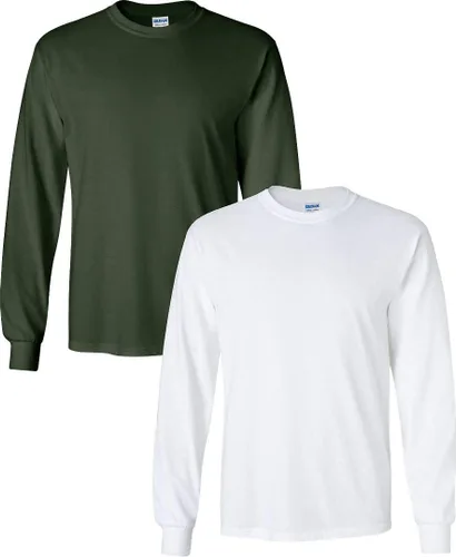 Vista 73 de Gildan Camiseta de manga larga de algodón ultra para adulto, estilo G2400, paquete múltiple Militar + ceniza.