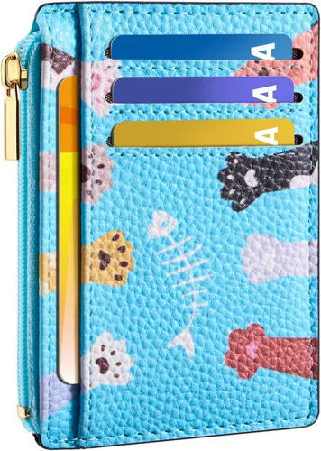 Vista 22 de Tipmile Tarjetero compacto para tarjetas de crédito con ventana de identificación para mujer, delgada y minimalista, bolsillo frontal, cartera