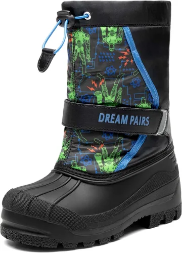 Vista 11 de DREAM PAIRS - Botas de nieve para invierno, resistentes al agua, a media pantorrilla, para niños y niñas pequeños y grandes Negro