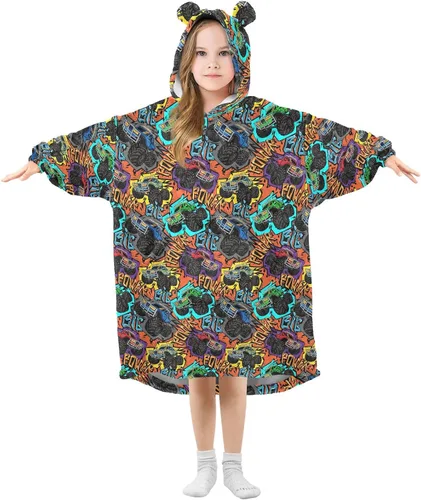 Vista 15 de Mantas portátiles para niños, súper suaves, cálidas y acogedoras, sudadera con capucha de gran tamaño, regalos para niños de 3 a 14 años, niñas