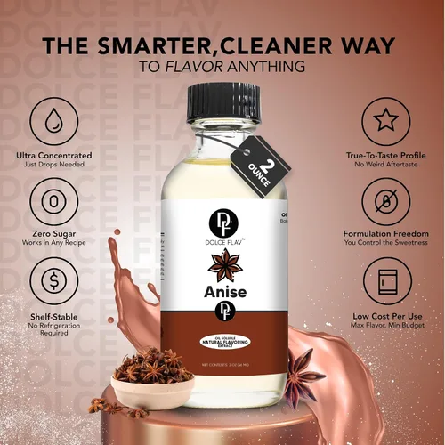 Vista 3 de Dolce Flav Extracto Natural de Anís – 1 Galón Soluble en Aceite Kosher, Sin Azúcar, Aromatizante Concentrado de Anís de Regaliz para Hornear