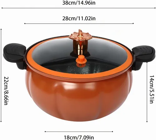Vista 2 de Olla a micro presión de calabaza de 8 L, olla de cocción a micro presión con tapa transparente, olla antiadherente para cocinas caseras, escuelas