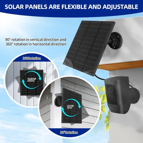 Vista 4 de Paneles solares para cámara Ring al aire libre inalámbrica (Nueva Generación) Cargador de panel solar de 5W 5V con USB-C y enchufe para Spotlight
