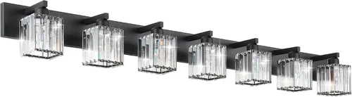 Vista 13 de Aipsun Accesorios de iluminación de tocador de baño, luces de tocador de cristal para baño, 2 luces, accesorios de iluminación de pared de acero