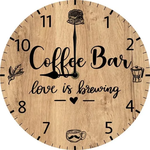Vista 8 de Reloj de pared para cafetería, decoración de pared, funciona con pilas, sin tictac, cuarzo silencioso, analógico, rústico, rústico, reloj redondo