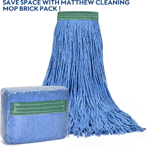 Vista 3 de Matthew Cleaning - Paquete de 3 trapeadores de algodón de 16 onzas, cuerda abierta de algodón, recambios de cuerda resistente, mezcla universal