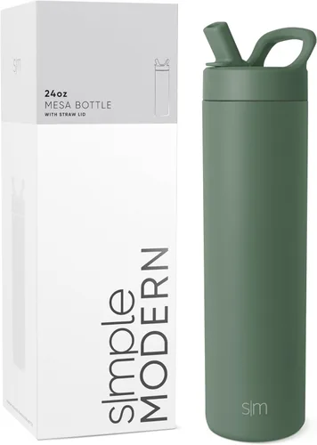 Vista 37 de Simple Modern Botella de agua con tapa de pajilla Termo de acero inoxidable aislado Botellas de agua reutilizables para viajes para gimnasio