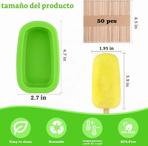 Vista 3 de WMKGG - Moldes apilables de silicona para paletas con tapas, 4 moldes para helados