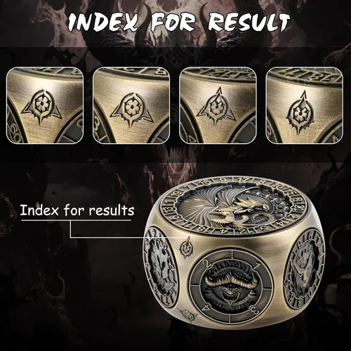 Vista 7 de DNDND Dados Giratorios 8 en 1 con Doble D20 – Juego de Dados Hexagonales de Metal con Temática de Monstruos D&D para TTRPG Dungeons and Dragons