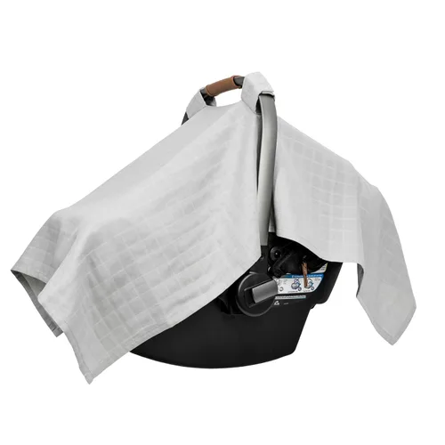 Vista 5 de Funda de asiento de automóvil para bebé niña, transpirable, 100% algodón orgánico certificado, toldo de muselina de alta calidad, funda de asiento